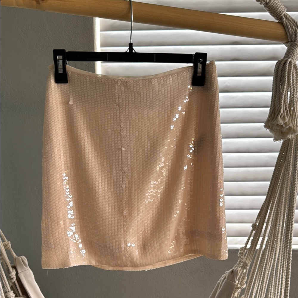 Elegant Cream Sequin Skirt